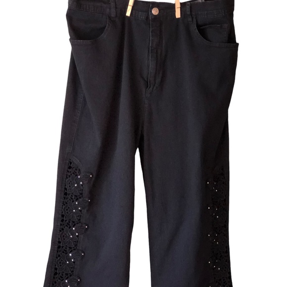 VARIATIONS Y2K high waisted Black Women’s XL Jeans Cutout Leg Detail Rhin… - Picture 11 of 13